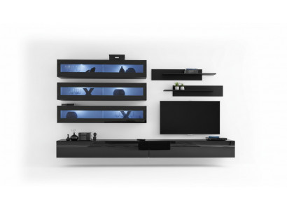 Wanddesign Regal TV-Ständer Wanddësch Schlofkummer Holz Ariichtung Nei
