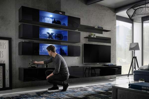 Wunnwand RTV Wunnzëmmer Miwwelen Sideboard Wandregaler TV Wandschaf Nei