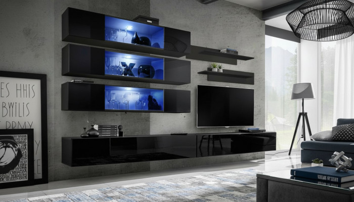 Wunnwand RTV Wunnzëmmer Miwwelen Sideboard Wandregaler TV Wandschaf Nei