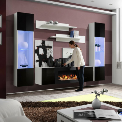 Wunnzëmmer Wunnwand TV-Stänn Regal Luxus Design Set 5 Deeler Modern Miwwelen Nei