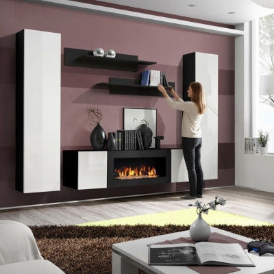 Wunnzëimmermiwwelen Komplett Wunnwand Sideboard Wandregaler Luxus Miwwelenausstattung