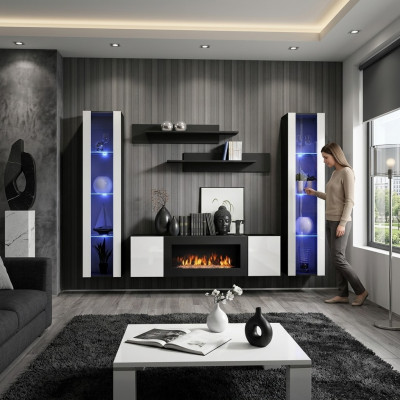 Wunnwand Wandregaler Wunnzëmmer Modern Luxus Set 5 Stéck Designer Hänkvitrinn