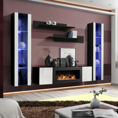 Wunnwand Wandregaler Wunnzëmmer Modern Luxus Set 5 Stéck Designer Hänkvitrinn