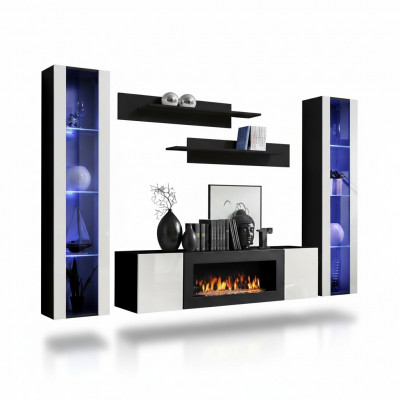 Wunnwand Wandregaler Wunnzëmmer Modern Luxus Set 5 Stéck Designer Hänkvitrinn