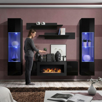 Designer schwarz Wunnwand Holzmöbel Hängevitrine Luxus Säiteboard Wand Regaler.