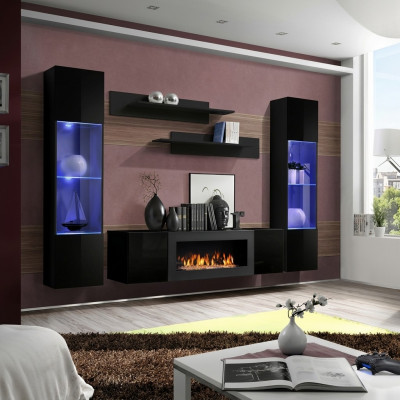 Designer schwarz Wunnwand Holzmöbel Hängevitrine Luxus Säiteboard Wand Regaler.