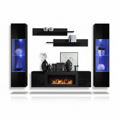 Designer schwarz Wunnwand Holzmöbel Hängevitrine Luxus Säiteboard Wand Regaler.
