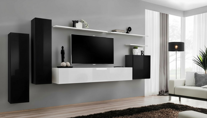 Wunnwand Set 7 Deeler TV-Stänner Luxus Designer Sideboard Wunnzëmmer Wandregal Nei