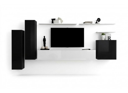 Wunnwand Set 7 Deeler TV-Stänner Luxus Designer Sideboard Wunnzëmmer Wandregal Nei