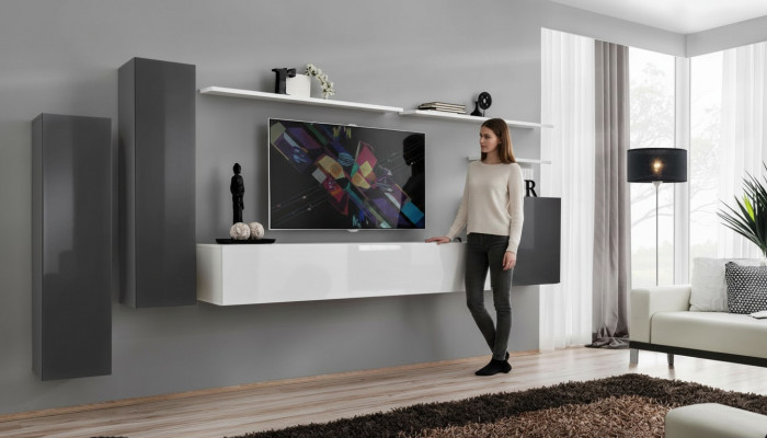 Wunnwand Gro Miwwelen Wunnzëmmer Designer Luxus TV Stänn Holz Wandregal Komplett