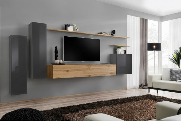 Designer Wunnwand Miwwelen Wunnzëmmer Luxus TV Stänner Holz Wandregal Komplett Nei