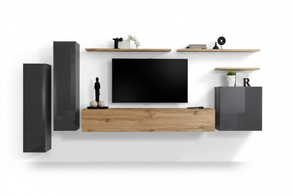 Designer Wunnwand Miwwelen Wunnzëmmer Luxus TV Stänner Holz Wandregal Komplett Nei