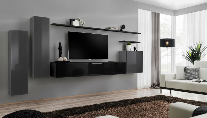 Luxus Wunnzëmmer Modern Designer Miwwelen Gri Wohnwand TV-Stänner Wandregal