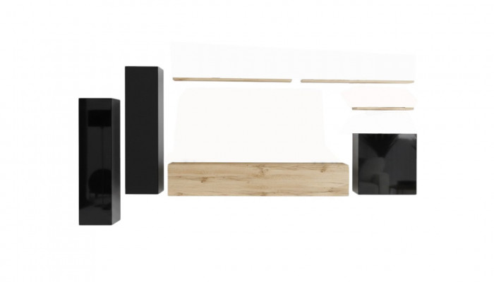 Komplett 7tlg Mauerschaf Wohnwand Wunnzëmmer Luxus Ariichtung Modern Miwwelen