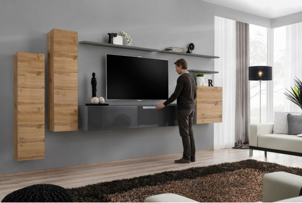 Designer Wunnzëmmer Komplett Wunnwand Regaler Luxus Wandschaf Neit
