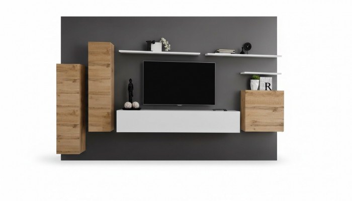 Wunnwand Wunnzëmmer Set 7tlg TV Ständer Nei Regal Luxus Modern Design Miwwelen