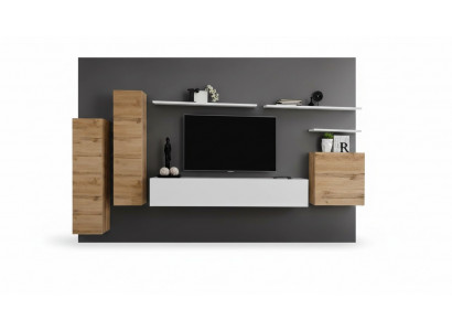 Wunnwand Wunnzëmmer Set 7tlg TV Ständer Nei Regal Luxus Modern Design Miwwelen