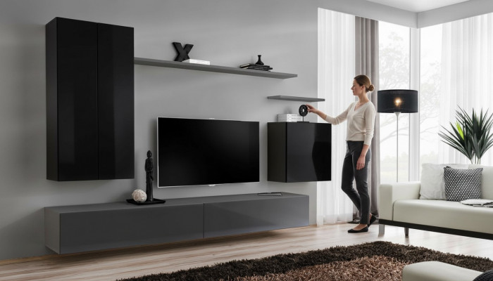 Wunnwand Sideboard Wandregal TV-Schaf Regal Wandschaf Wunnzëmmer Miwwelen