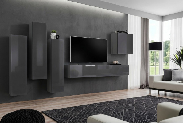 Set Modern Wunnwand Wunnzëmmer TV-Ständer Wunnzëmmer Set 5tlg. TV-Stänner