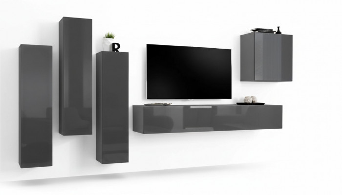 Set Modern Wunnwand Wunnzëmmer TV-Ständer Wunnzëmmer Set 5tlg. TV-Stänner