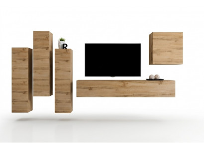 Wunnwand Braun Wandschaf Wohnzimmer TV Stänner Holz Luxus Miwwelen Ariichtung
