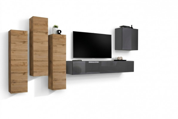 Luxus Set Wohnwand 5 Deeler. Wunnzëmmer Ariichtung RTV Mauer Schaf Gro Miwwelen