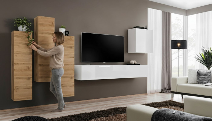Wunnzëmmer Wohnwand Wandschaf Sideboard Ariichtung TV-Stänner Modern