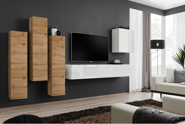 Wunnzëmmer Wohnwand Wandschaf Sideboard Ariichtung TV-Stänner Modern