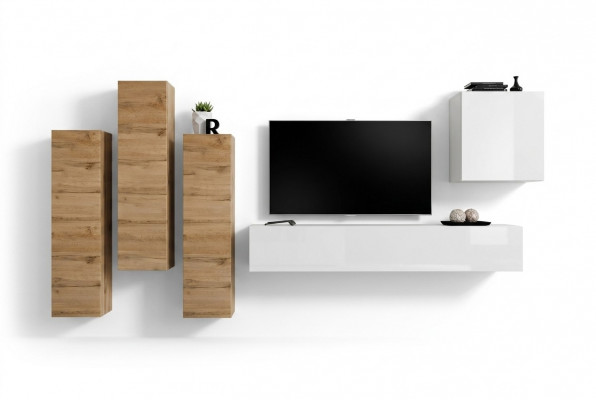 Wunnzëmmer Wohnwand Wandschaf Sideboard Ariichtung TV-Stänner Modern