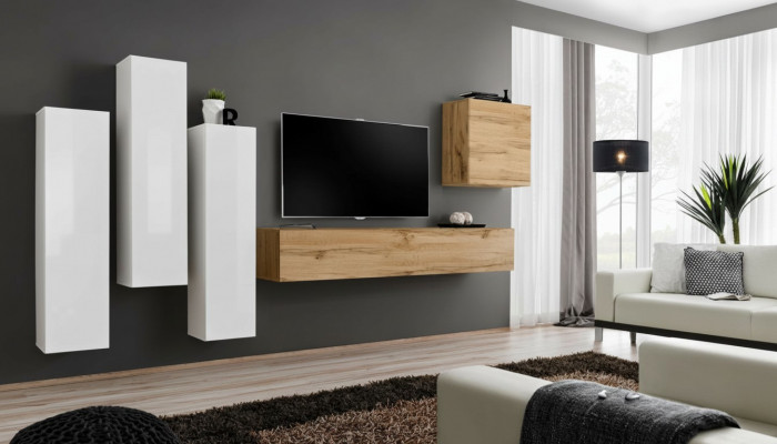 Moderne Fernsehstänner Holz Wunnzëmmer Miwwelen Braun Mauermeubel Nei Wunnwand