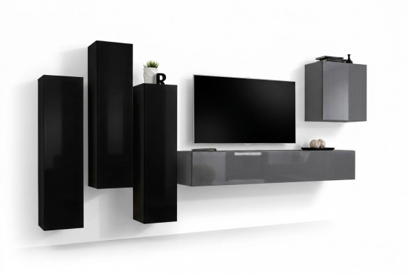 Grau TV Stand Säitennagel Luxus Wunnwand Wunnzëmmer Ariichtung Modern Komplett