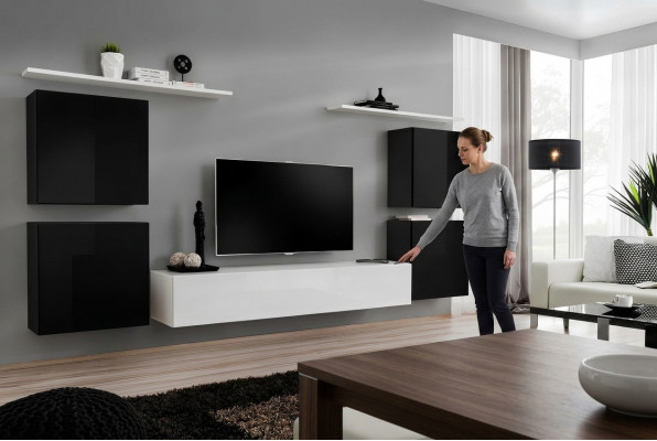 Modern Komplett Wunnwand Wunnzëmmer Ariichtung Luxus Wandschaf Wandregal