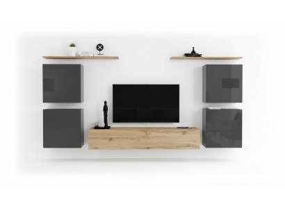 Luxus Wunnwand Komplett 7tlg Designer Wandregal Wunnzëmmer Brong TV-Stänner