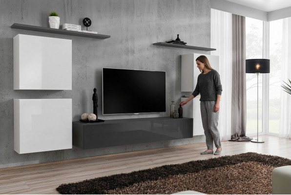 Design Wunnwand Luxus Ariichtung Komplett Wandregal Holzméiwwel Wandschaf