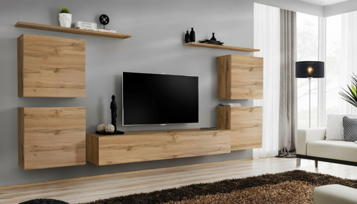 Design Wandkabinett Regal Wunnzëmmer Holz TV Stänner Wand Regaler Neit Holzmiwwel