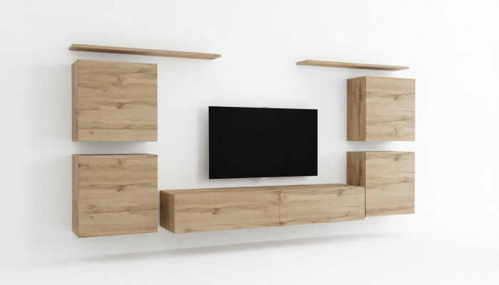 Design Wandkabinett Regal Wunnzëmmer Holz TV Stänner Wand Regaler Neit Holzmiwwel