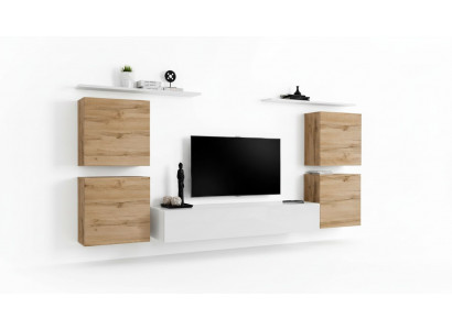 Luxus Wunnzëmmer RTV Wunnwand Wandkabinett Regal Fernseher Holz Wand Regaler Neijoer