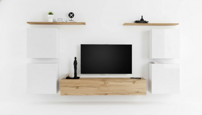Garnitur Set 7tlg Luxus Neiwunnenwand Braun TV Stänner Wandschaf Holz