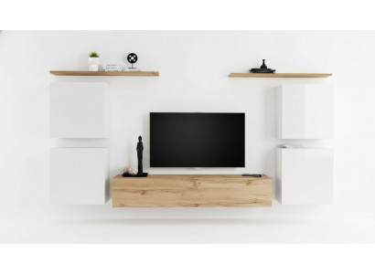 Garnitur Set 7tlg Luxus Neiwunnenwand Braun TV Stänner Wandschaf Holz