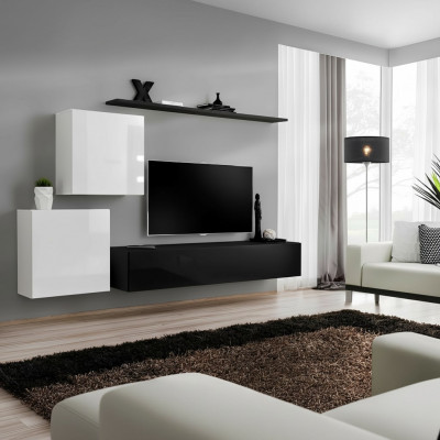Wunnwand Holzmiwwel Komplett 4tlg Luxus Neij 2x Wandschaf TV Stänner Design