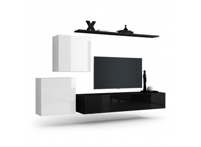 Wunnwand Holzmiwwel Komplett 4tlg Luxus Neij 2x Wandschaf TV Stänner Design