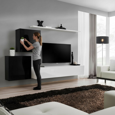 Openthaltssall Wunwand Wäiss TV Stänner Design Säitendësch Ariichtung Wandschaf