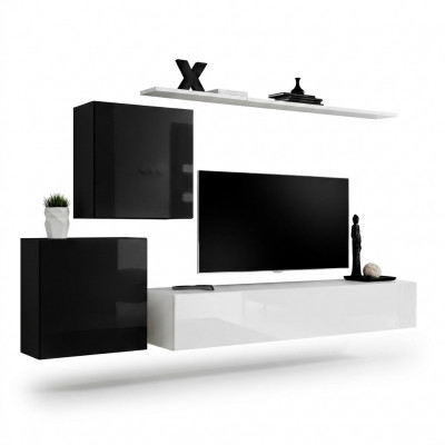 Openthaltssall Wunwand Wäiss TV Stänner Design Säitendësch Ariichtung Wandschaf
