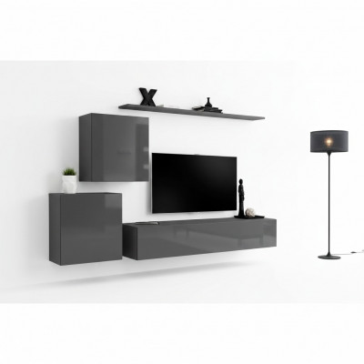 Wunnzëmmer Modern Stil Wunnwänn 4-Deel Set Säitbord Gro Regal Nei