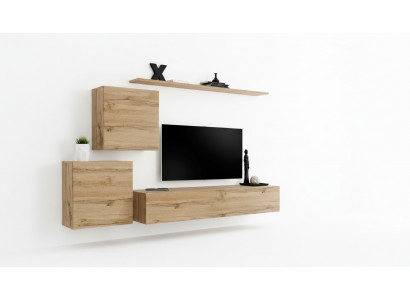 Wunnwand TV-Stänner Wunnzëmmer Set 4 Deeler Wunnmöbel Modern Wunnzëmmer Holz