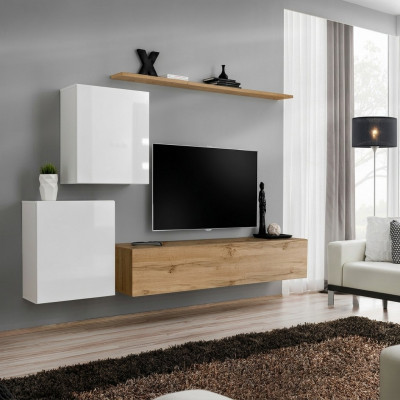 Moderne Wunnmauer Wunnzëmmer Designer Sideboard TV Stänner 4tlg. Nei