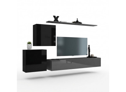 Wunnzëmmermiwwelen Set Designer Wunnwand Säitendësch 2x Wandkabinett 4 Deeler Designer Nei