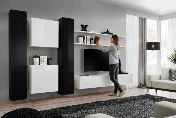 Wäiss Wunnmauer Wandspäicher Designer Wunnzëmmersmiwwelen TV Stänner Buffet.