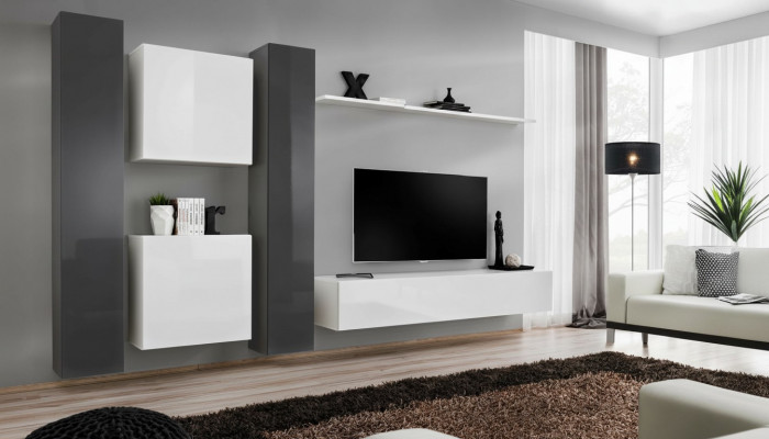 Wunnzëmmermiwwelen Wäiss Wunnwand Designer Miwwelen Komplett Set 6stéck Nei