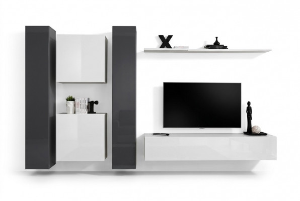 Wunnzëmmermiwwelen Wäiss Wunnwand Designer Miwwelen Komplett Set 6stéck Nei